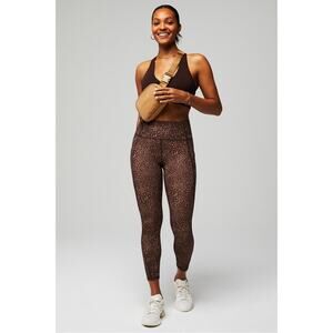 New Fabletics Oasis PureLuxe Cacao Spotted Animal 7/8 Legging size L